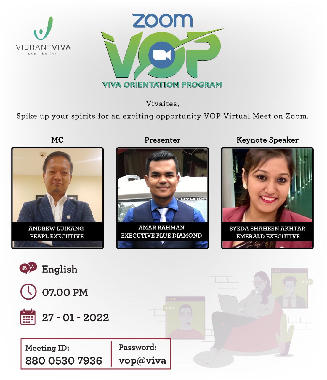 Independent Distributor Viva Orientation Live Webinar (English) Every Tuesday / Thursday service